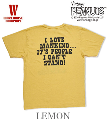 WAREHOUSE VINTAGE PEANUTS ウエアハウス 半袖|19/-天竺|LINUS|ONE