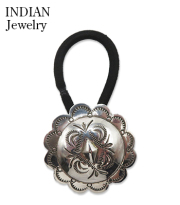 Navajo Stampede Silver Concho Hair Tie