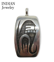 Hopi Overlay Silver Pendant Raymie Namingha