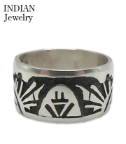 Hopi Overlay Silver Ring Willis Humeyestewa