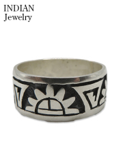 Hopi Overlay Silver Ring Willis Humeyestewa