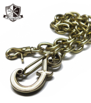 激渋〉ウォレットチェーンwallet chain 真鍮 革紐 アメカジ