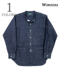 Band Collar Shirt, Indigo Cotton Linen