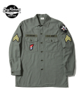 BUZZ RICKSON'S SHIRT MAN'S COTTON SATEEN OLIVE GREEN SHADE107