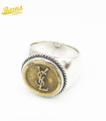 BARNS Antique Button with Silver Ring