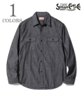SUGAR CANE BLACK CHAMBRAY WORK SHIRT