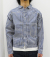 WAREHOUSE INDIGO CHECK ROUND COLLAR JACKET
