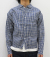 WAREHOUSE INDIGO CHECK ROUND COLLAR JACKET