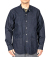Band Collar Shirt, Indigo Cotton Linen