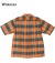 Open Collar Shirt, Orange Madras