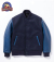 桃太郎ジーンズ HEAVY MELTON x INDIGO LEATHER VARSITY JACKET