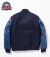 桃太郎ジーンズ HEAVY MELTON x INDIGO LEATHER VARSITY JACKET