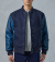 桃太郎ジーンズ HEAVY MELTON x INDIGO LEATHER VARSITY JACKET