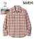 WASHER HERRINGBONE CHECK WESTERN SHIRT