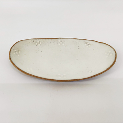 みんさー柄楕円皿　白