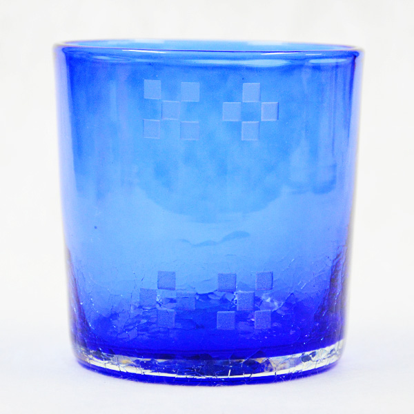 ミンサー入り琉球ガラス／ロックグラス 青