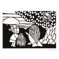 熊谷溢夫の切り絵　原画　『かくれ蓑』