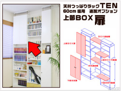 天井つっぱりラックＴＥＮ　専用オプション　60cm幅用　上部ＢＯＸ扉