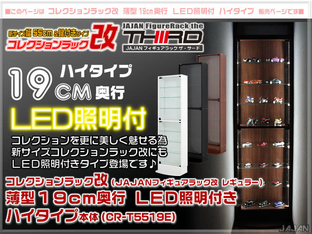 ☆LED照明付☆ 幅55cm/鍵付 コレクションラック改 薄型19cm奥行