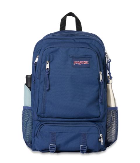 JANSPORT バックパック　ネイビー　青　スウェード　古着 ビンテージ80's○JANSPORTボトムレザーナイロンバックパック紺