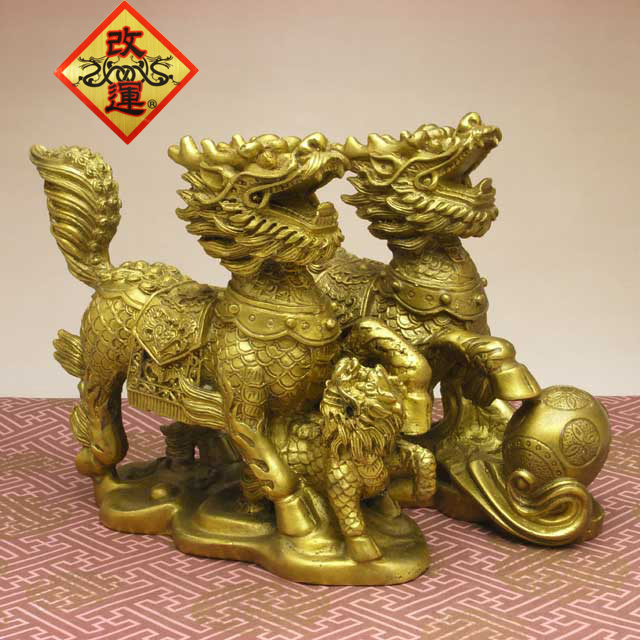 【改運】銅製　風水の麒麟ペア【送料無料】(f50006)