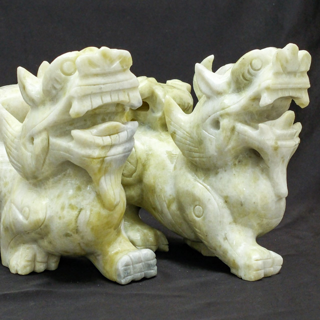 特別価格】天然石ヤアズ像（ペア） 龍の九子 守護神／魔除け・厄除け