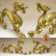 【改運】公＆母の龍　一対（銅製）（風水の龍、龍の置物）【送料無料】(f50053)