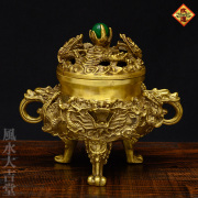 【改運】風水・九龍香炉（銅製）大【送料無料】(f50119)