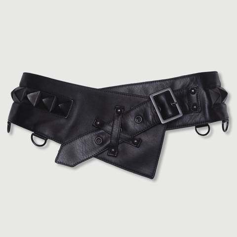 Leather Pyramid Cross Belt