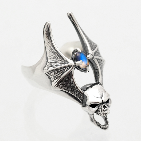 Skull & Bat Wing Ring