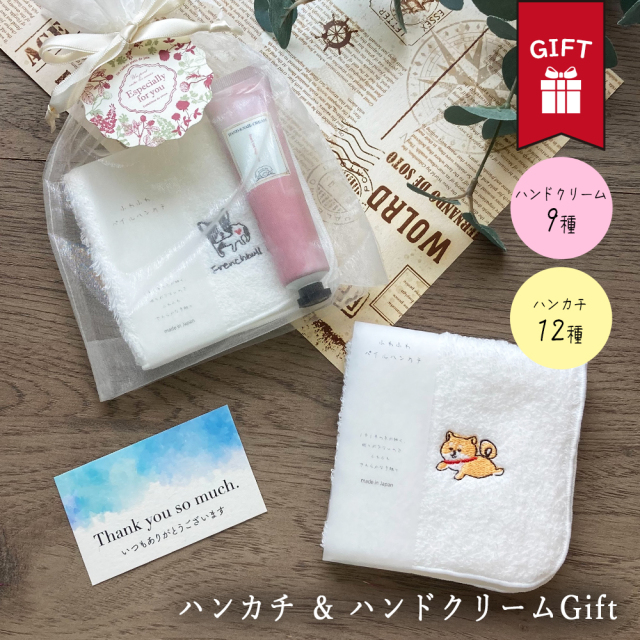 ギフト いぬずかん ハンカチ ふわふわ パイルハンカチ 日本製 綿100％ プチ プレゼント  ラッピング無料 サービス カード メッセージカード 付き 袋 お渡し袋 出産 祝い 誕生日 退職 祝い 父 義父 義母 女友達 男友達 彼氏 彼女 夫 妻 内祝い お中元