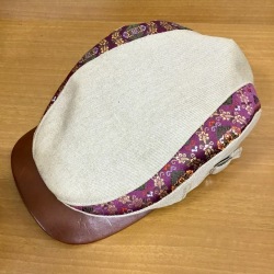 【数量限定】ハンチング／金襴「ベージュカラーデニム×紫蔦連花」