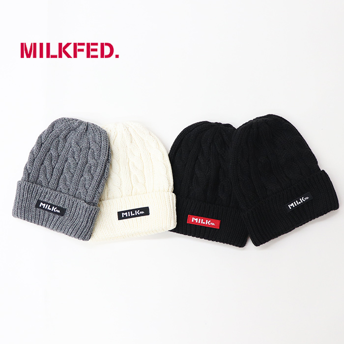 MILKFED ミルクフェド レディース MILKFED LOGO CABLE KNIT CAP 103223051001