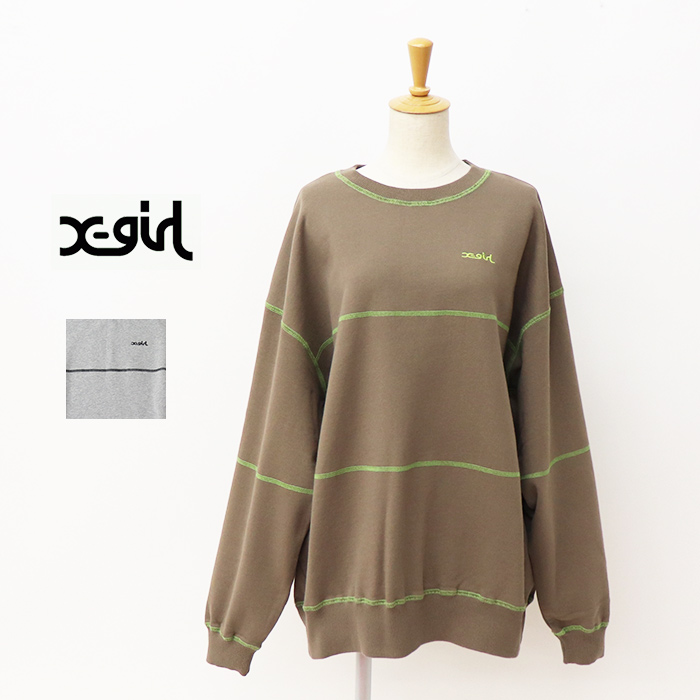 X-girl エックスガール レディース CONTRAST STITCH SWEAT TOP X-girl スウェットトップス 105233012002