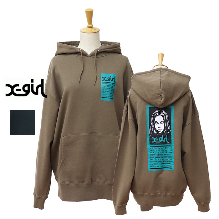 X-girl エックスガール レディース WORDS FACE SWEAT HOODIE X-girl スウェットパーカー 105233012018