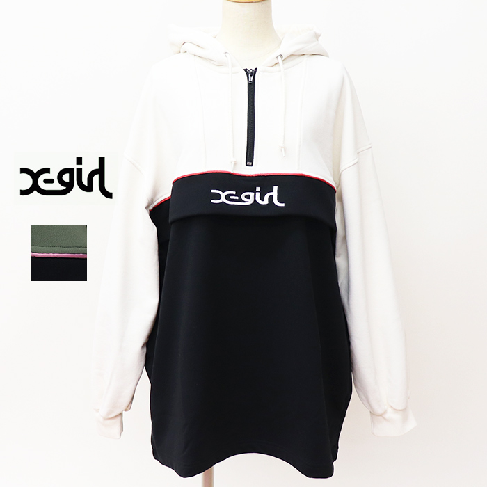 X-girl エックスガール レディースBICOLOR ANORAK SWEAT DRESSスウェットワンピース 105233041006