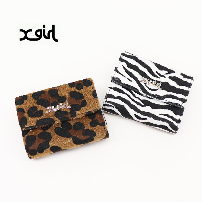 X-girl エックスガール ANIMAL PRINTED MINI WALLETl 三つ折りウォレット 105243054018