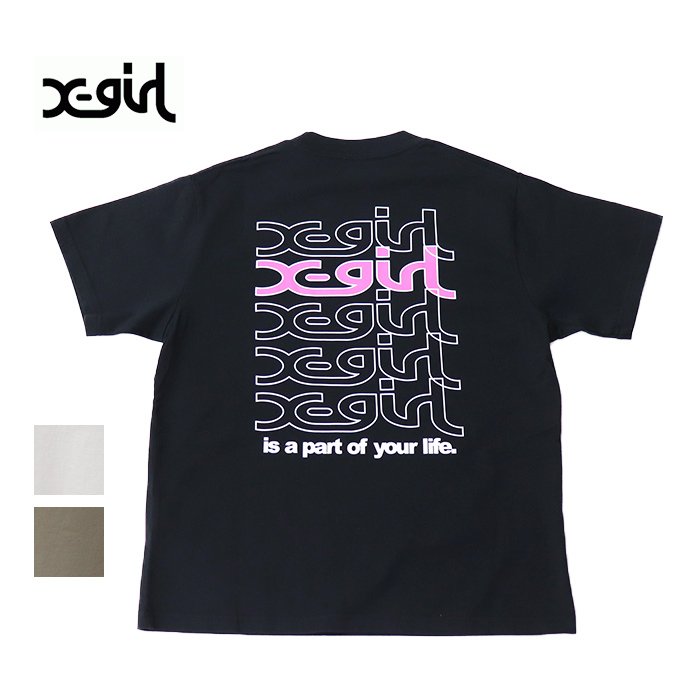 X-girl エックスガール レディース REPEAT MILLS LOGO S/S TEE X-girl 半袖Tシャツ 105252011005