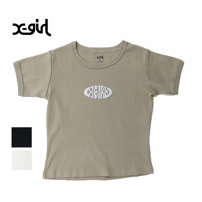 X-girl エックスガール レディース METAL OVAL LOGO S/S BABY TEE 半袖Tシャツ 105252011027