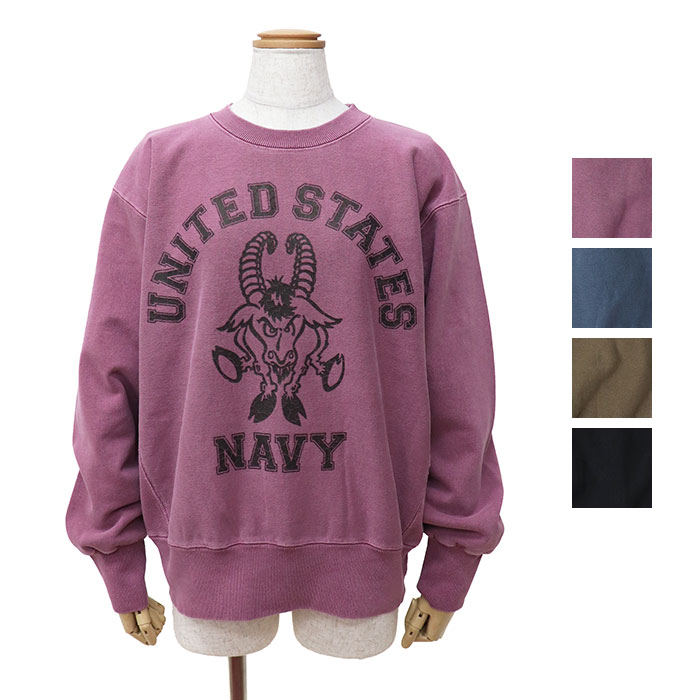 HOUSTON woman ヒューストン ウーマン PIGMENT R/W SWEAT SHIRT (U.S.N.) / ピグメントリバースウィーブスウェット 2088W