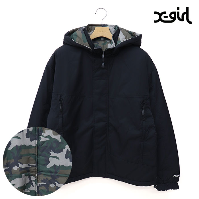X-girl エックスガール FACE EMBROIDERED PATCH REVERSIBLE JACKET リバーシブルジャケット 105263021003