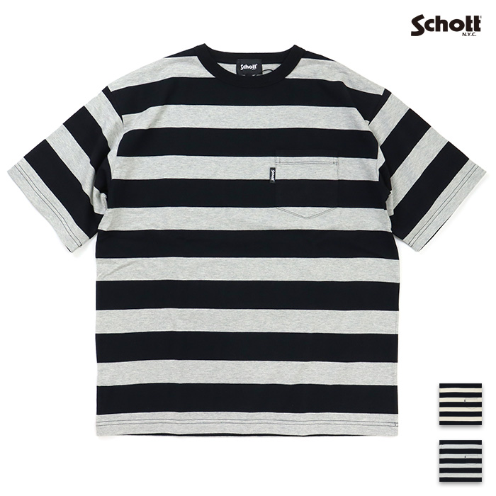 Schott ショット Tシャツ WIDE BORDER POCKET T-SHIRT ワイドボーダーポケットTシャツ 782-5934006
