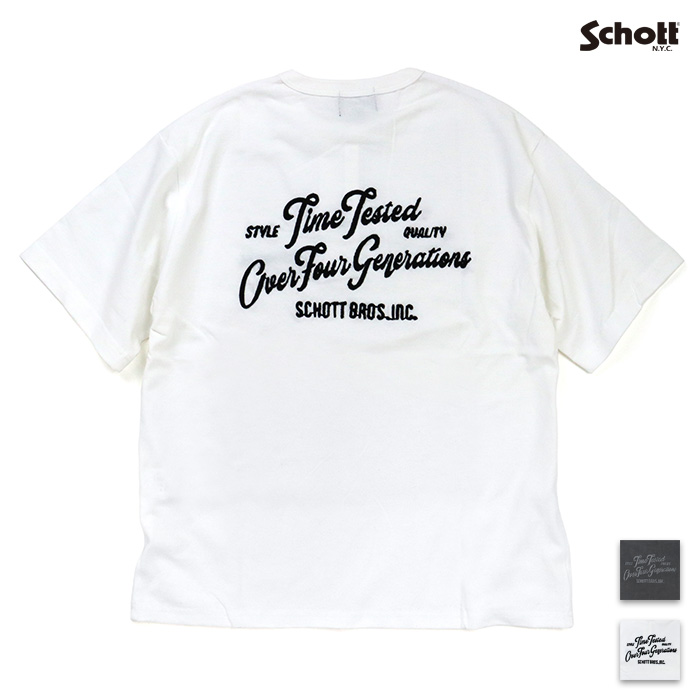 Schott ショット Tシャツ TIME TESTED OVER FOUR GENERATIONS EMB. HENLEY T-SHIRT/刺繍 ヘンリーネック Tシャツ 782-6134005