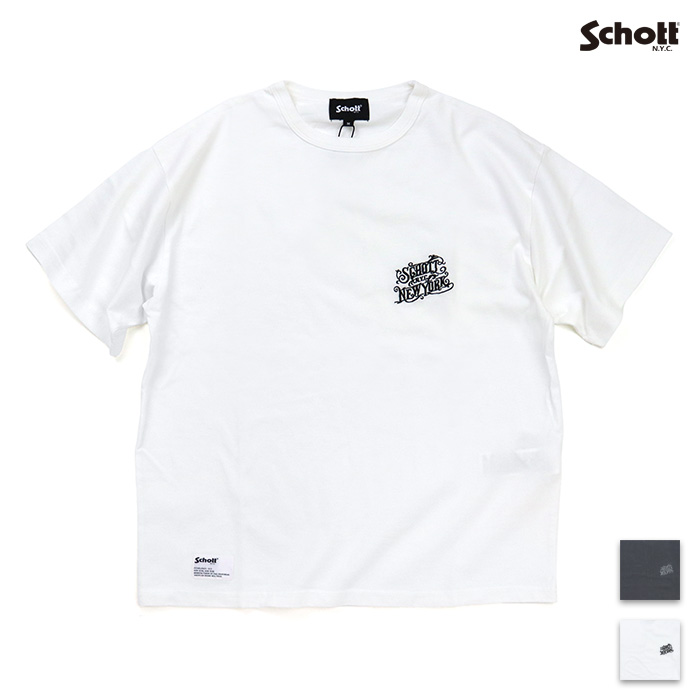 Schott ショット Tシャツ ARABESQU EMB. COMPACT T-SHIRT アラベスク 刺繍 コンパクトTシャツ 782-6134023