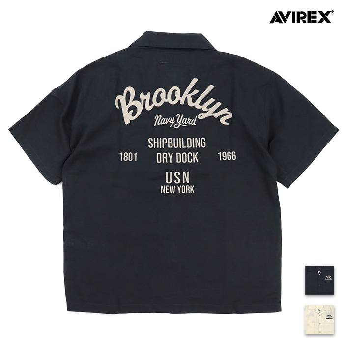 AVIREX アヴィレックス シャツ LINEN-COTTON SS SHIRT Brooklyn リネンコットン半袖シャツ ブルックリン 783-6123005