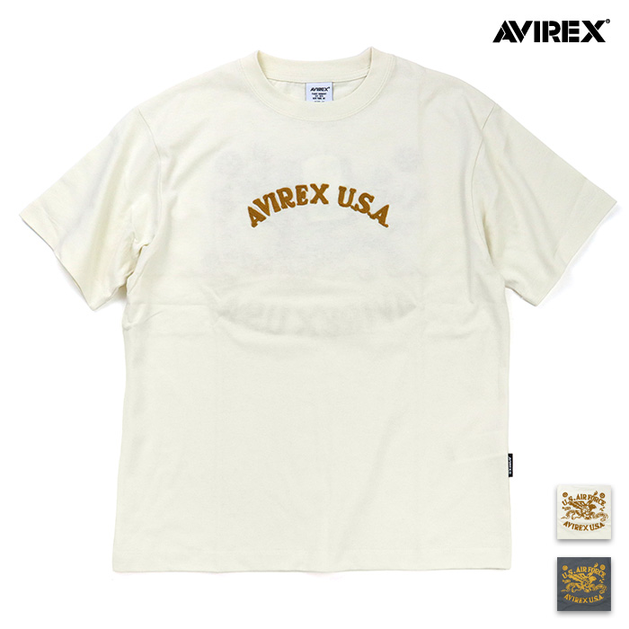 AVIREX アヴィレックス Tシャツ CHAIN STITCH EMBROIDERY T-SHIRT チェーンステッチ刺繍 半袖Tシャツ 783-6134004
