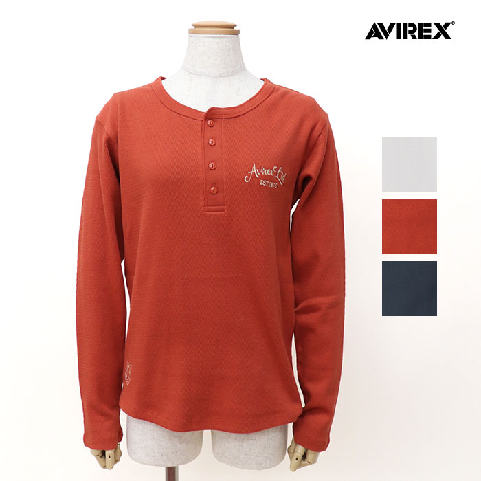 AVIREX アヴィレックス Tシャツ レディース HONEYCOMB WAFFLE HENLEY T-SHIRT ハニカムワッフル ヘンリーTシャツ 783-6230601