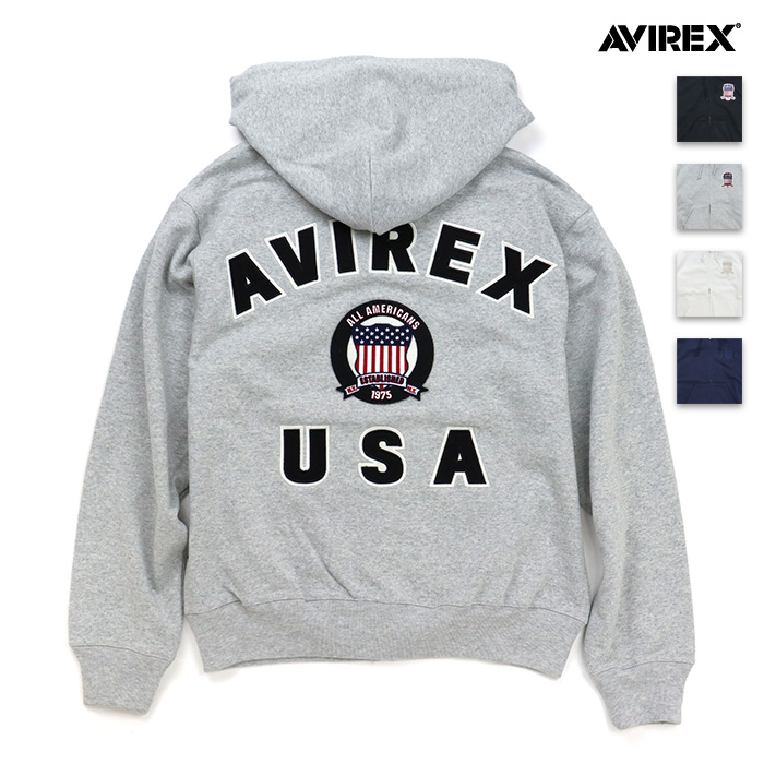 AVIREX アヴィレックス スウェット SIGNATURE VARSITY ZIP UP PARKA シグネチャー バーシティー ジップアップ パーカ 783-6931001