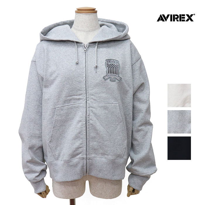 AVIREX アヴィレックス Tシャツ レディース SIGNATURE VARSITY LOGO ZIP PARKA シグネチャー バーシティー ジップアップ パーカ 783-6931601