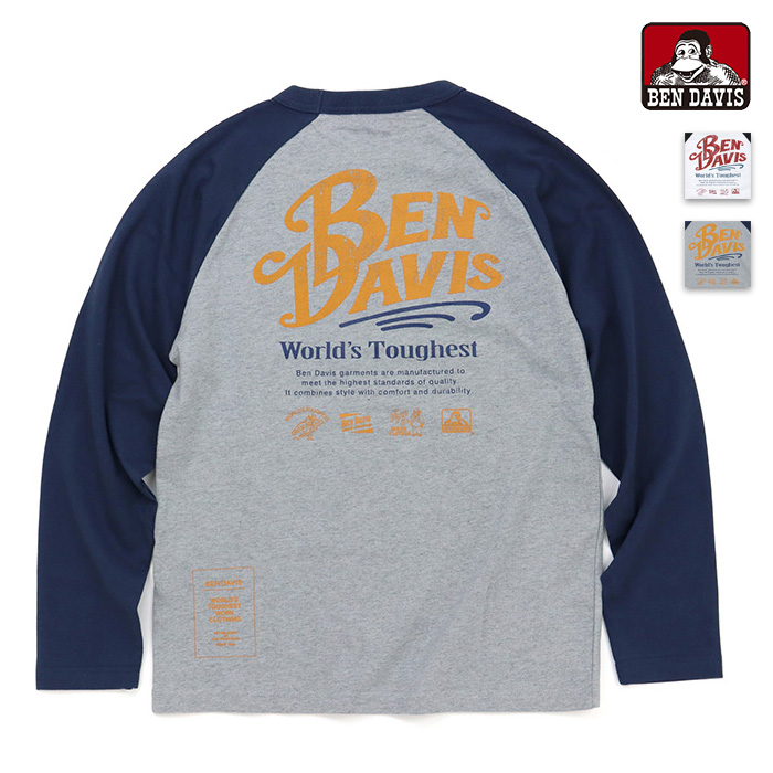 BEN DAVIS,ベンデイビス,ラグラン,Tシャツ,C-26380050